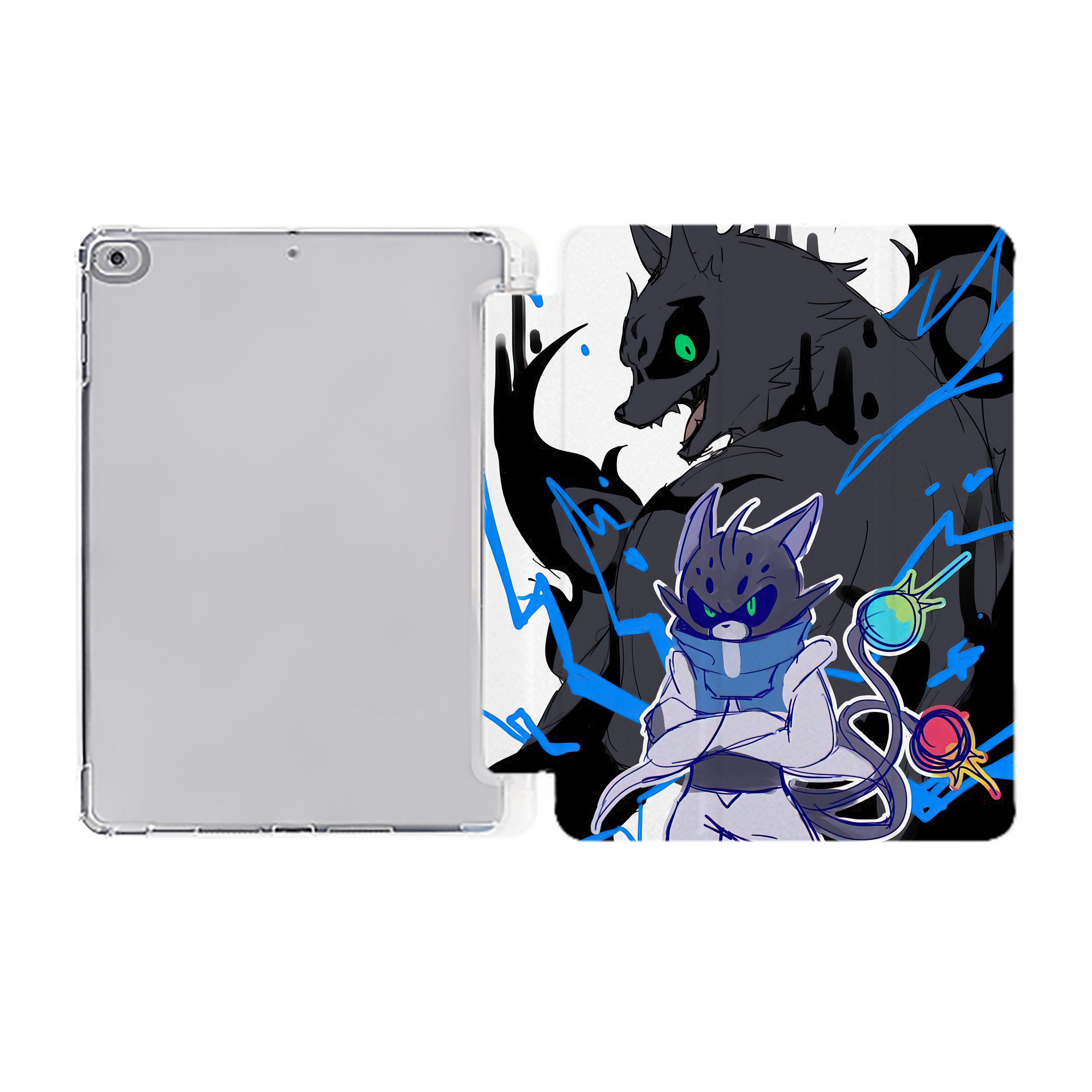 （画像用） 妖怪ウォッチ Yo-kai Watch IPad ケース ペン収納付き 三つ折りスタンド PUレザー×シリコン 対応機種9.5/10.5/10.9インチ
